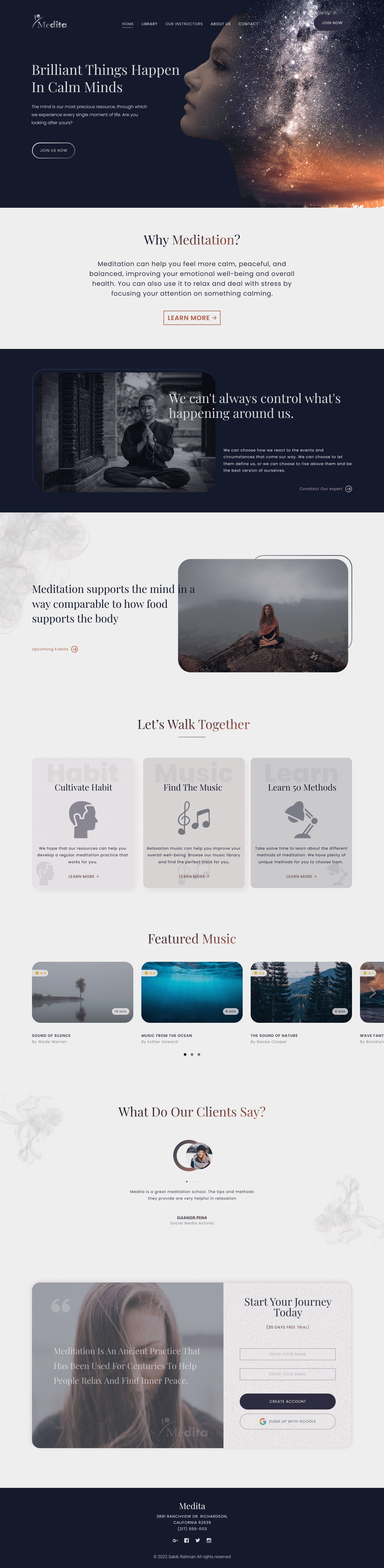 medita landing page meditation
